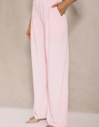 allyson Compleu Roz Pantaloni cu croială largă și Bluză asimetrică cu încrețituri Nitara