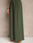 allyson Compleu Verde închis Pantaloni largi și Bluză cu umeri întăriți Nilamira
