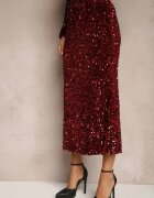allyson Fustă Bordeaux cu paiete Stil cocktail Cu elastic în talie Berizola