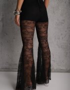 allyson Pantaloni Negri High Waist evazați din Dantelă Ferella