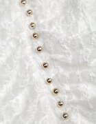 allyson Rochie Albă Halter din Dantelă Decorată cu nasturi metalici Corrarea