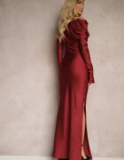 allyson Rochie Asimetrică Bordeaux cu croială mulată cu despicătură Ravilia
