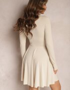 allyson Rochie Bej Asimetrică cu Broșă Detașabilă în Formă de Floare Incendia