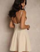 allyson Rochie Bej cu croială evazată cu cusături Kinolira