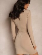 allyson Rochie Bej cu linie de umeri întărită și drapaj Leadorae