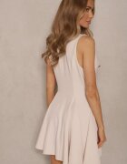 allyson Rochie bej evazată fără mâneci decorată cu nasturi Sepira