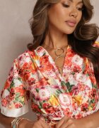 allyson Rochie bej evazată mini cu decolteu petrecut florală Cecille
