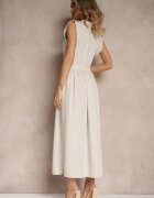 allyson Rochie Bejă Tip Cămașă cu Curea cu Croială Cloș Mavoselle