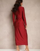 allyson Rochie Bordeaux cu Decolteu petrecut Decorată cu Zirconii Cealora