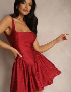 allyson Rochie Bordeaux Decorată cu Circonii cu Fundă și Cupe Întărite Jesaltia