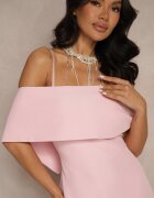 allyson Rochie Cloche Roz cu bretele cu decolteu răsfrânt Jenavitia