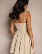 allyson Rochie Cloș Bej cu Partea superioară tip Corset cu Bretele Leannith