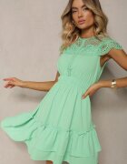 allyson Rochie Cloș Verde Midi cu elastic în talie și decolteu din dantelă Panita