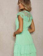 allyson Rochie Cloș Verde Midi cu elastic în talie și decolteu din dantelă Panita