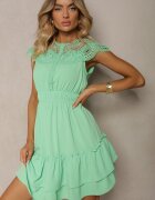 allyson Rochie Cloș Verde Midi cu elastic în talie și decolteu din dantelă Panita