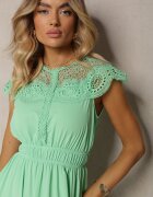 allyson Rochie Cloș Verde Midi cu elastic în talie și decolteu din dantelă Panita