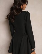 allyson Rochie Cocktail Evazată Neagră cu Corset și Volane Arisora