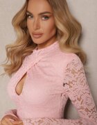 allyson Rochie Dantelă Roz tip balon cu croială evazată cu decupaj Desoriel