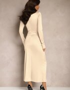 allyson Rochie de cocktail bej cu Decupaj Decorativ și Legătură Vamicea