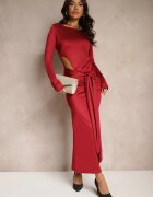 allyson Rochie de cocktail Bordeaux cu Decupaj Decorativ și Legare Vamicea