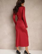 allyson Rochie de cocktail Bordeaux cu Decupaj Decorativ și Legare Vamicea