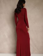 allyson Rochie de cocktail Bordou Taliată Lonsgleeve cu Aplicație elegantă Idirena