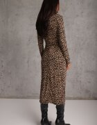 allyson Rochie de cocktail Maro cambrată cu imprimeu leopard decorată cu zirconii și cu șliț pe picior Sarimi