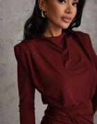 allyson Rochie de cocktail mulată Bordo decorată cu drapaj Besni