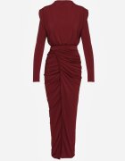 allyson Rochie de cocktail mulată Bordo decorată cu drapaj Besni
