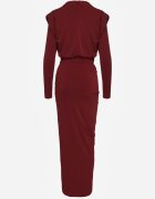 allyson Rochie de cocktail mulată Bordo decorată cu drapaj Besni