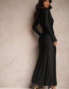 allyson Rochie de cocktail mulată neagră drapată în talie decorată cu zirconii Rissanea