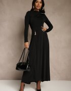 allyson Rochie de cocktail Neagră cu drapaj și aplicație metalică Retanda