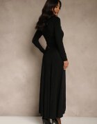 allyson Rochie de cocktail Neagră cu drapaj și aplicație metalică Retanda
