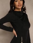 allyson Rochie de cocktail Neagră cu drapaj și aplicație metalică Retanda