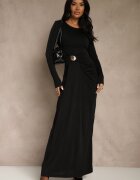 allyson Rochie de cocktail Neagră încrețită Decorată cu aplicație în talie Siweda