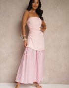 allyson Rochie de cocktail Roz cu decolteu Bandeau Ornată cu drapaje Folimmea
