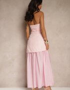 allyson Rochie de cocktail Roz cu decolteu Bandeau Ornată cu drapaje Folimmea