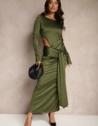 allyson Rochie de cocktail Verde cu decupaj decorativ și legătură Vamicea