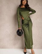 allyson Rochie de cocktail Verde cu decupaj decorativ și legătură Vamicea