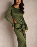 allyson Rochie de cocktail Verde cu decupaj decorativ și legătură Vamicea