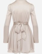 allyson Rochie De satin Bej Mini cu Volane și Centură La spate În talie Catriona