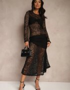 allyson Rochie din dantelă neagră mulată cu drapaje cu cupe întărite Temitta