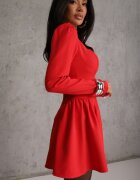 allyson Rochie evazată roșie de cocktail cu top corset și volane Arisora