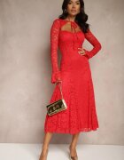 allyson Rochie evazată roșie din Dantelă cu Bolero Suplimentar Gonavora