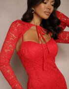 allyson Rochie evazată roșie din Dantelă cu Bolero Suplimentar Gonavora