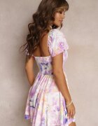 allyson Rochie Evazată Violet Mini cu Mâneci Scurte și Elastice Subțiri Evelilles
