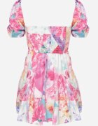 allyson Rochie Fucsia Cloș Mini cu Mâneci Scurte și cu Elastice Subțiri Evelilles