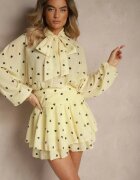 allyson Rochie Galbenă cu croială cloș cu mâneci tip liliac și legătură Mironaria