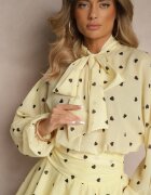 allyson Rochie Galbenă cu croială cloș cu mâneci tip liliac și legătură Mironaria