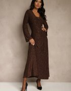 allyson Rochie Maro Rozkloszată Longsleeve cu imprimeu zebră decorată cu sclipici Mevilisa